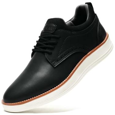 Imagem de HCUBEAW Tênis Sociais Masculinos De Couro Oxfords, Sapatos Sociais Casuais Com Ponta De Asa, Tênis Pretos Para Homens