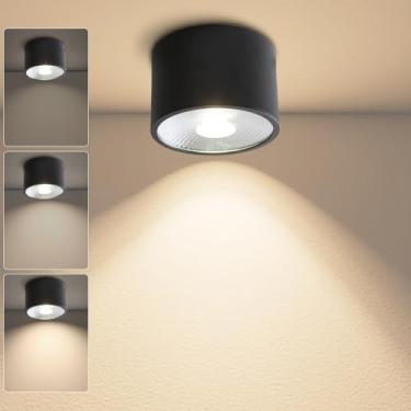 Imagem de Sedelan Luzes de teto internas, luminárias de teto pequenas, holofote minimalista preto, iluminação embutida de LED moderna, holofote regulável para armário galeria corredor hall de entrada 4500K 7W