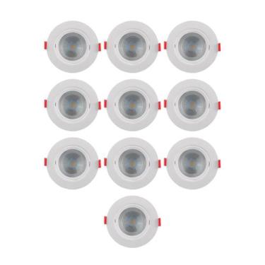 Imagem de Kit 10 Spots De Embutir Led 3000K~3500K Direcionável Redondo Dicróica 