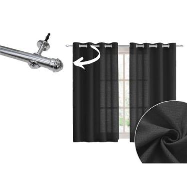 Imagem de Cortina Sala 3m Com Varão 2m Incluso Kit Completo Tecido Rústico - Arm