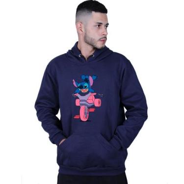 Imagem de Moletom Unissex Canguru Lilo Stitch Motoca - Lafre, Azul marinho, GG