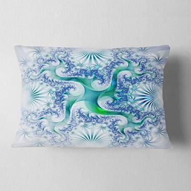 Imagem de Designart – Lombar abstrato com design fractal azul claro e verde, sala de estar, sofá, enchimento de almofada + capa de almofada impressa em ambos os lados 30,5 x 50,8 cm