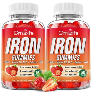 Imagem de Gomas de ferro GrnLife para mulheres, homens e crianças com cálcio 120