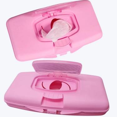 Imagem de Porta Lenços Umedecidos Portátil com Tampa Trava Prático Rosa Azul BabyGo Baby