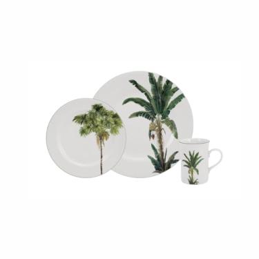 Imagem de Serviço de 18 Peças com Caneca em Porcelana, Decoração Palmeiras, Assinada por Lelli Orleans e Bragança, Porcelana Schmidt