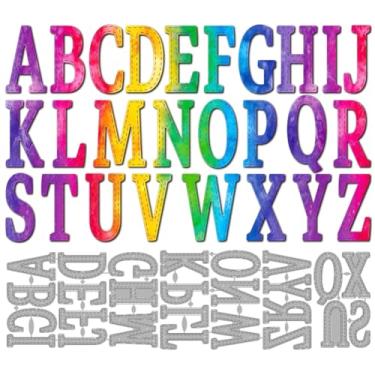 Imagem de MAYJOYDIY 26 Letras matrizes de corte de metal clássicas do alfabeto, estêncil, aprendizagem de letras, molde de gravação em relevo, matrizes para álbum de recortes faça você mesmo para fazer cartões