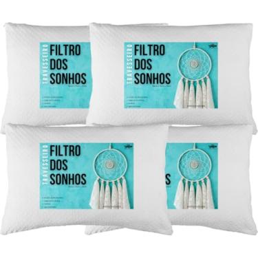 Imagem de Kit 4 Travesseiros TRP Imports Filtro dos Sonhos Antialérgico e Lavável Modelo Alto