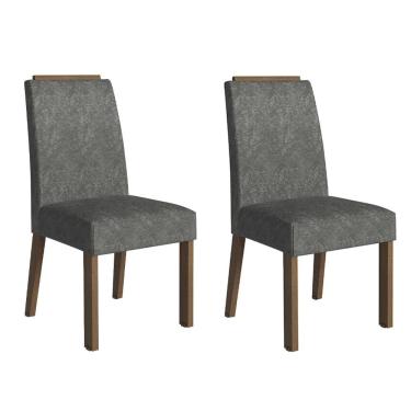 Imagem de Kit 2 Cadeiras De Jantar 4255 Com Espaldar Rustic-silver Madesa