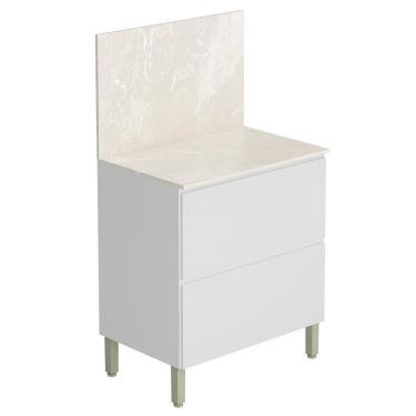 Imagem de Balcão de Cozinha Com Tampo 80cm 1 Porta Minsk K02 Branco - Mpozenato