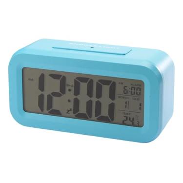 Imagem de Relógio Despertador Digital De Mesa Temperatura Alarme Luz (127 220V) Portátil Letra Grande Temporizador (azul)