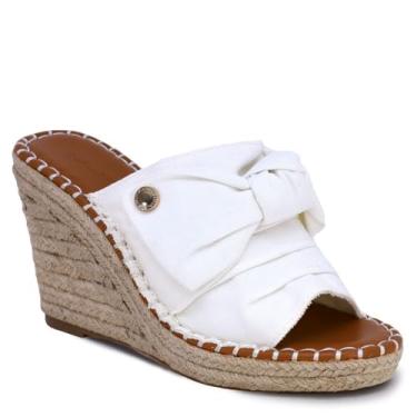 Imagem de Nautica Sandálias femininas de salto anabela com laço nodoso slip-on sapato de verão - Noemie, Branco, 8.5