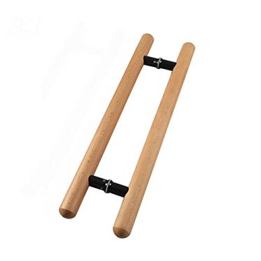 Imagem de Puxadores de porta comerciais de alta resistência, maçanetas de porta de madeira maciça, maçaneta da porta de vidro lateral para trás, apoio de braços para porta de correr de celeiro/castanho/400 mm