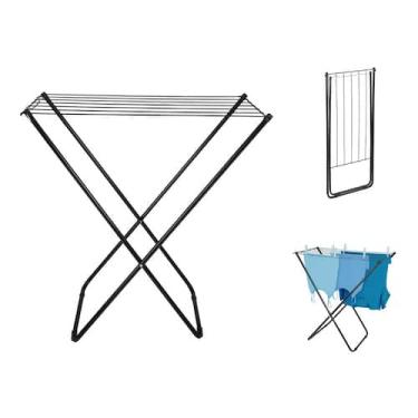 Imagem de Varal de Chão Slim Aço Reforçado Dobrável 79x42 Preto - Mor