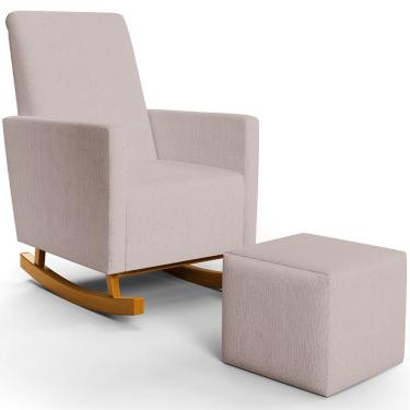 Imagem de Poltrona de Amamentação com Balanço e Puff Ravena W01 Linho Bege  - Lyam Decor