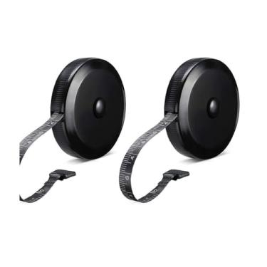 Imagem de 2 peças de fita métrica do corpo, fita métrica retrátil de 152 cm, régua de costura de tecido macio para medição corporal, tecido de perda de peso, artesanato de tricô (preto)