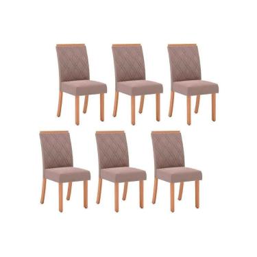 Imagem de Cadeira Sala De Jantar Vita Kit 6 Uni Nature-suede Light Bege - Henn