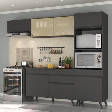 Imagem de Armário De Cozinha Compacta 4 Peças Veneza Preto - MULTIMOVEIS