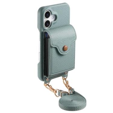 Imagem de POYUFRG Capa transversal para iPhone 17 Pro Max/17 Pro/17 Air/17, capa carteira de órgão com porta-cartões e espelho de maquiagem elegante capa de couro, azul, 17 Air