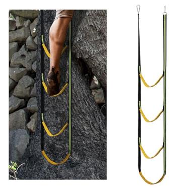 Imagem de Auxiliar de escalada de caça em 4 degraus, suporte de vara de escalada de caça leve, portátil, escada de corda para escalada de árvores para caça, segurança, escalada em rocha, espeleologia, canyoning
