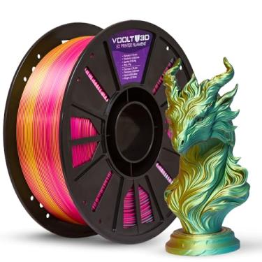 Imagem de Filamento PLA TRI Color High Speed 1kg 1,75mm Três Cores com efeito tricolor Impressora 3D FDM Voolt3D (Tri Dourado, Rosa e Verde V-Silk)