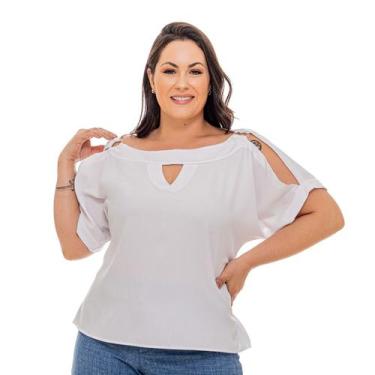 Imagem de Blusas Elegantes Plus Size Feminina Social Com Argolas e Ombros Aberto