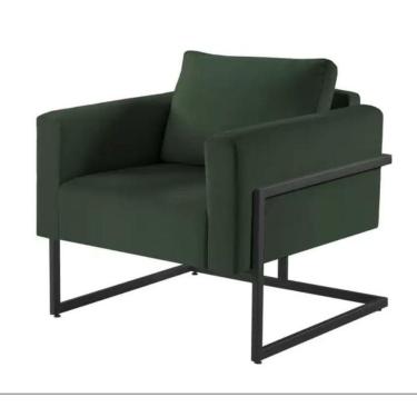 Imagem de Poltrona Bella Veludo Verde Base Em Metal Preto