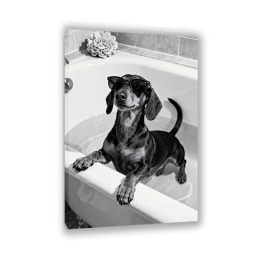 Imagem de SDYJ6GSW Óculos de sol engraçados para banheiro, arte de parede, arte de parede, animal, banheiro, fotos em preto e branco, impressão em preto e branco, pintura de decoração de parede de banheiro