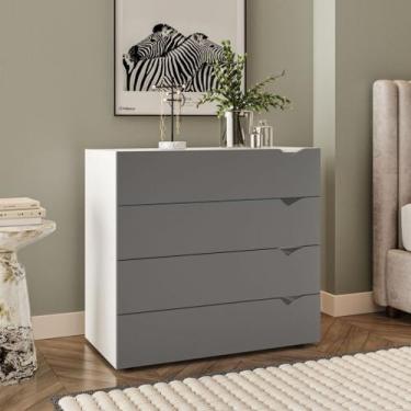 Imagem de Cômoda 4 Gavetas Branca e Cinza Porto Politorno