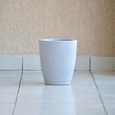 Imagem de Vaso de Planta Decoração Sala Jardim Coluna Cone Bojo 28x25 com Prato em Polietileno (Cinza)