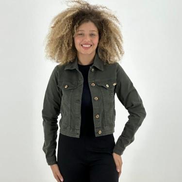 Imagem de Jaqueta Geração Moderna Sarja Cropped com Botão Feminina-Feminino