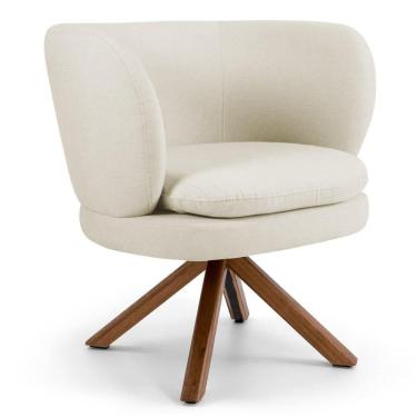 Imagem de Poltrona Decorativa Sala De Estar Melissa Base Giromad Giratória Veludo C-309 Bege - Domi