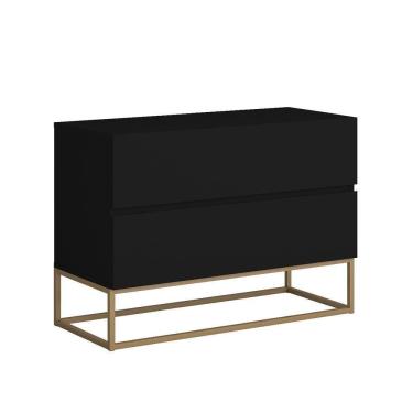 Imagem de Mesa De Cabeceira Eros 60cm Estilo Industrial Base Dourado Preto