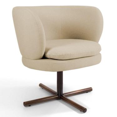 Imagem de Poltrona Decorativa Sala De Estar Melissa Base Xis Giratória C-129 Linho Bege Escuro - Domi