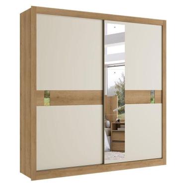 Imagem de Guarda Roupa Casal Copenhagen Glass 2 Portas Capuccino Off White Cacau Flex - Thb