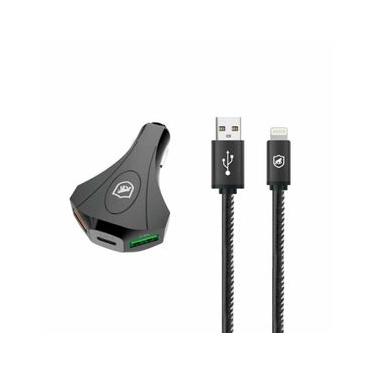 Imagem de Kit Carregador Veicular Tank e Cabo Turbo Militar Lightning - Gshield