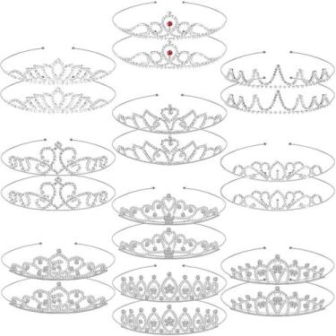 Imagem de Tiara Crown Hicarer Silver Princess Crystal Girls x20