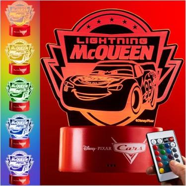 Imagem de Get Trend Disney Lightning McQueen Luz noturna LED, luminária de mesa de cabeceira com brilho ajustável, USB e lâmpada alimentada por bateria com 16 cores, 4 modos (vários carros)