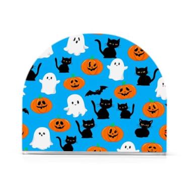 Imagem de JUZIHAI Abóboras de Halloween Porta-guardanapos para mesa Dispensador de guardanapo de acrílico para mesa Suporte de lenços independente para cozinha sala de jantar bar festa decoração de casa