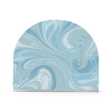 Imagem de JUZIHAI Porta-guardanapos ondulado líquido abstrato para mesa dispensador de guardanapo de acrílico suporte de lenços independente de mesa para cozinha sala de jantar bar festa decoração de casa