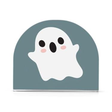 Imagem de Qilmy Porta-guardanapos de acrílico Halloween Ghosts, suporte de guardanapo de coquetel de plástico transparente para mesas de restaurante de cozinha, 2 peças