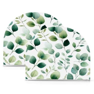 Imagem de Qilmy Porta-guardanapos de acrílico de folhas verdes, suporte de lenços de mesa independente transparente, dispensador de papel de coquetel para cozinha, jantar, restaurante, bar, decoração, 2