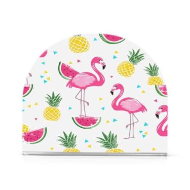 Imagem de JUZIHAI Porta-guardanapos flamingos rosa para mesa dispensador de guardanapo de acrílico para mesa suporte de lenços independente para cozinha sala de jantar bar festa decoração de casa