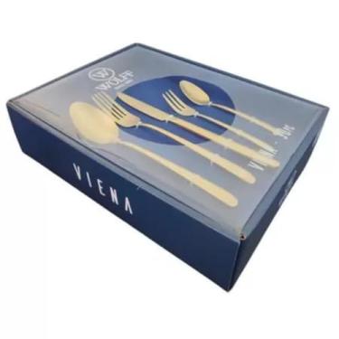 Imagem de Faqueiro Viena Kit Talheres Completo 30 peças Jantar Luxo (Champanhe)