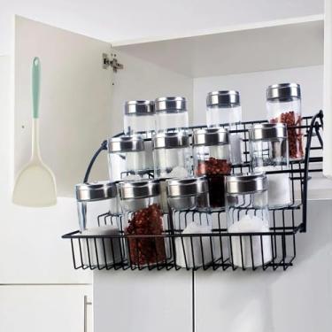 Imagem de Prateleira de temperos para baixo, prateleira de puxar sobre a geladeira, suporte de temperos deslizante de fácil alcance para armário superior