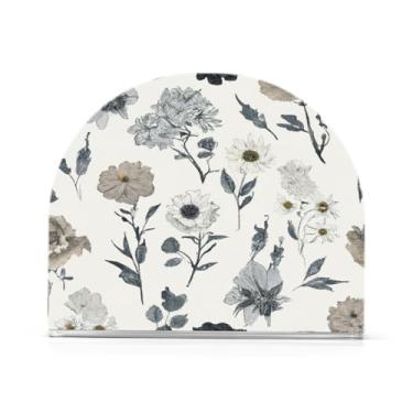 Imagem de JUZIHAI Porta-guardanapos de flores para mesa dispensador de guardanapos de acrílico para mesa suporte de lenços independente para cozinha sala de jantar bar festa decoração de casa