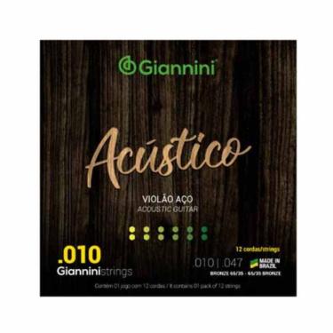 Imagem de Encordoamento Para Violao Aço 12 Cordas Giannini Acustico Bronze 65/35 Geswa12 (.010 - .047) - 5926