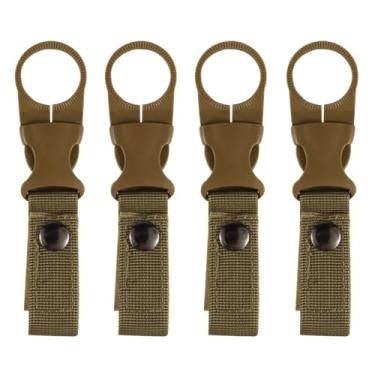 Imagem de Gancho de garrafa de água de nylon com 4 peças, clipe mosquetão de liberação rápida com fivela de plástico, acessório de engrenagem multifuncional (Cáqui)