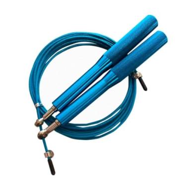 Imagem de Corda De Saltar Com Rolamentos E Cabo De AçO, Fitness(GROSSA(Azul CLARO))