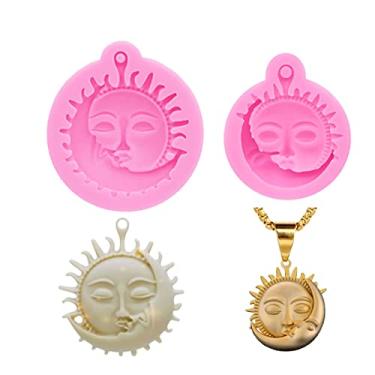 Imagem de 2 peças, sol, beijo, lua, casal, amuleto, dia dos namorados, chaveiro de resina, molde de silicone com suporte para decoração de bugigangas de cristal, epóxi, sobremesas, fondant, etiqueta de bagagem