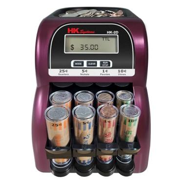 Imagem de HK SYSTEMS HK-2D, contador e classificador digital de moedas USD com visor LCD, classifica 260 moedas por minuto em embalagens de moedas, tubos de embalagem de moedas de 2 fileiras incluídos